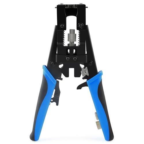 Delgada Coax Cable Crimper, 3 in 1 Multifunctional Compression Adjustable Tool for F BNC RCA,RG58 RG59 RG6, Universal Wire strippe - Image 1