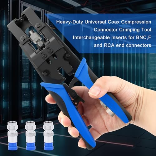 Delgada Coax Cable Crimper, 3 in 1 Multifunctional Compression Adjustable Tool for F BNC RCA,RG58 RG59 RG6, Universal Wire strippe - Image 5