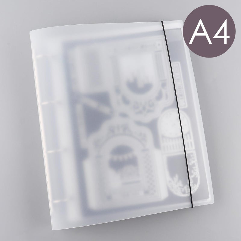 BAOFALI A4 4 Ring Binder Cover Clean Transparent Soft PVC for Refillable Notebook Shell withMatte surfaceforStamp & Die Storage Overall Sizeï¼ˆFolded) 27x32.8x4cm/ 10.6x12.9x1.6inch - Image 3