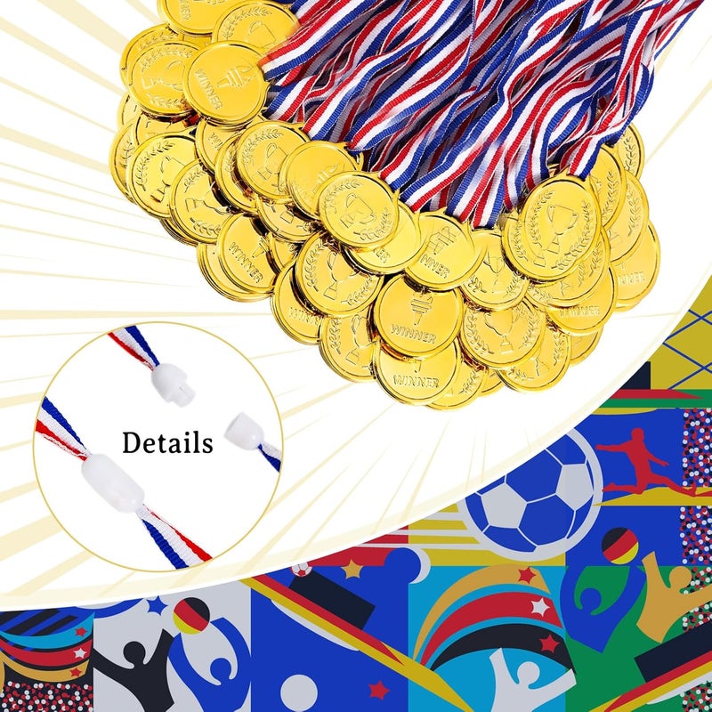 Caydo Gold Medals for Kids, Plastic Medals for Awards Winner Award Medals for Children's Game Prizes, School Sports Games, Competitions, Family Gatherings(24PCS/100PCS) - Image 4
