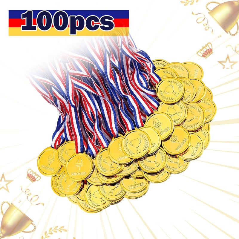 Caydo Gold Medals for Kids, Plastic Medals for Awards Winner Award Medals for Children's Game Prizes, School Sports Games, Competitions, Family Gatherings(24PCS/100PCS) - Image 3