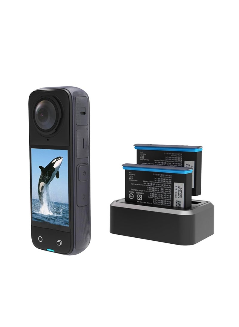 Battery Charger Dual Charge Hub Compatible for Insta360 X4 Panoramic Sports Camera Charger + Charging Cable  - Image 5