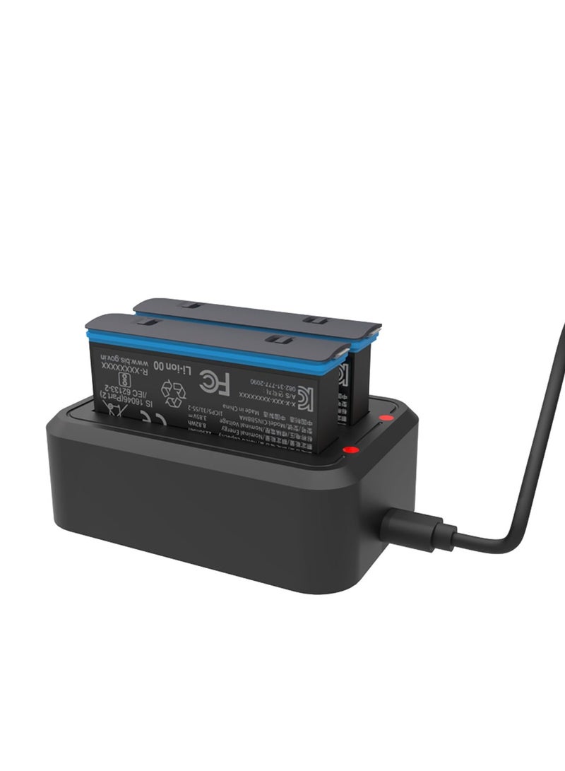 Battery Charger Dual Charge Hub Compatible for Insta360 X4 Panoramic Sports Camera Charger + Charging Cable  - Image 2