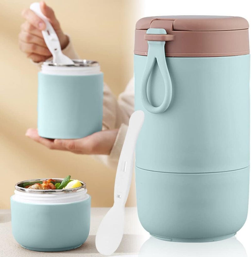 Wosta Lunch Box, Yogurt Container With Lid, Leak Proof Stainless Steel Cups With Lids And Reusable Plastic Spoon,Overnight Oats Containers With Lid, Dishwasher Freezer Safe. (Blue, 730 Ml) - Image 1