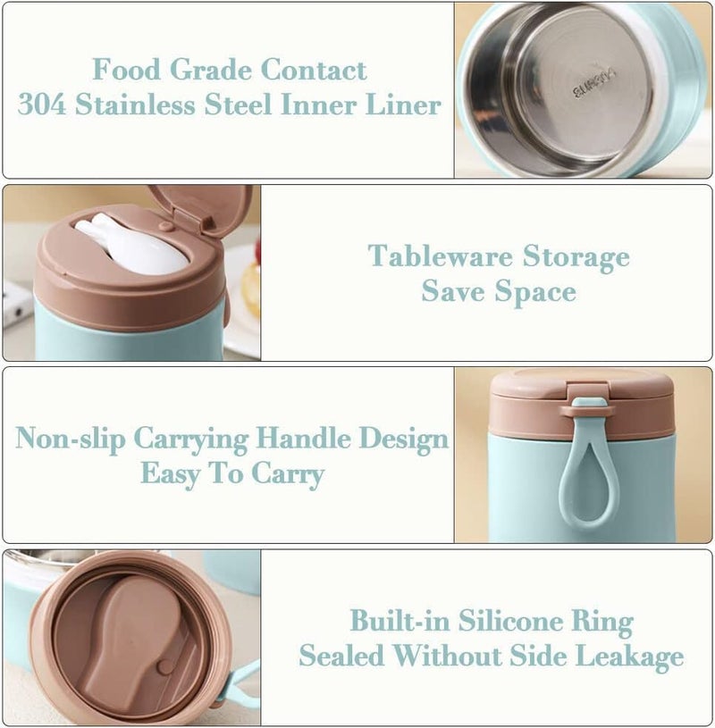 Wosta Lunch Box, Yogurt Container With Lid, Leak Proof Stainless Steel Cups With Lids And Reusable Plastic Spoon,Overnight Oats Containers With Lid, Dishwasher Freezer Safe. (Blue, 730 Ml) - Image 3