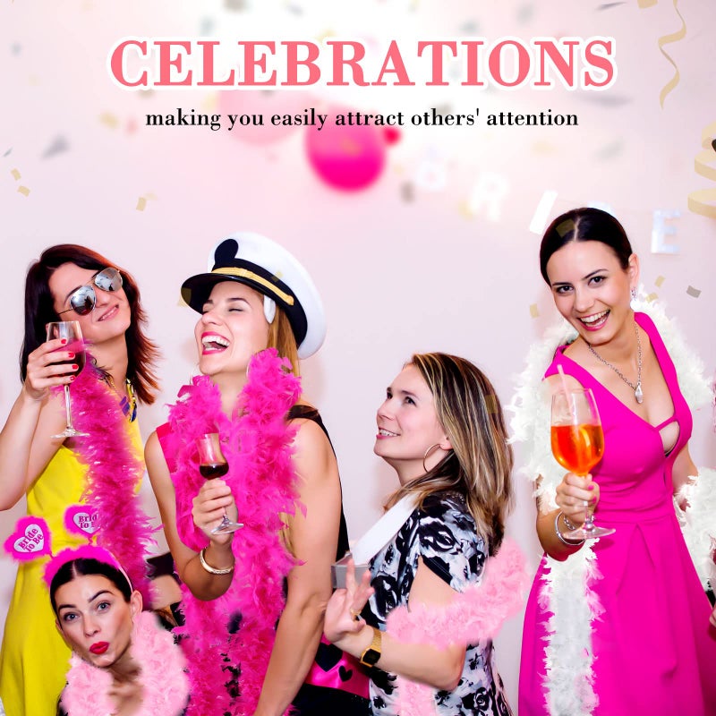 Juinte 6 Pcs Wedding Feather Boa 2.19 yd Turkey Chandelle Feather Boas Bulk Outfit Party Decors for Women Men Costumes(Pink, White, Rose Red) - Image 5