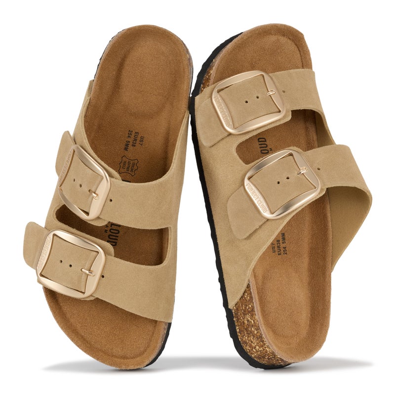 Project Cloud Genuine Leather Flat Sandals for Women 2026 Comfortable Beach Essentials Womens Sandals Memory Foam Vacation Essentials Slides for Women Footwear (Santorini, CML,9) - Image 1