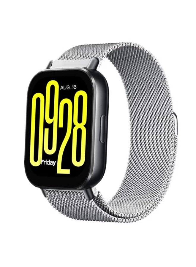QIRG Stainless Steel Milanese Loop Compatible with Redmi Watch 5 Active/Redmi Buds 5 Lite Men Women；Mesh Loop Magnetic Clasp Strap-Silver - Image 1