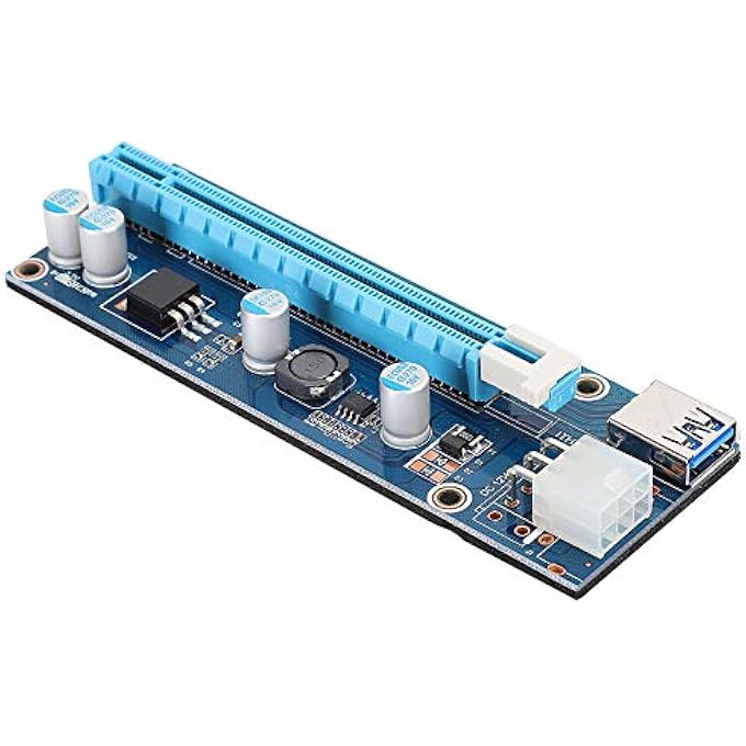 rayihni MINI PCI E TO PCI EXPRESS16X EXTENDER RISER ADAPTER WITH SATA POWER CABLE FOR GRAPHICS CARDS MINING, 4 SOLID STATE CAPACITORS 6-PIN INTERFACE COMPATIBLE WITH ALL WIN - Image 1