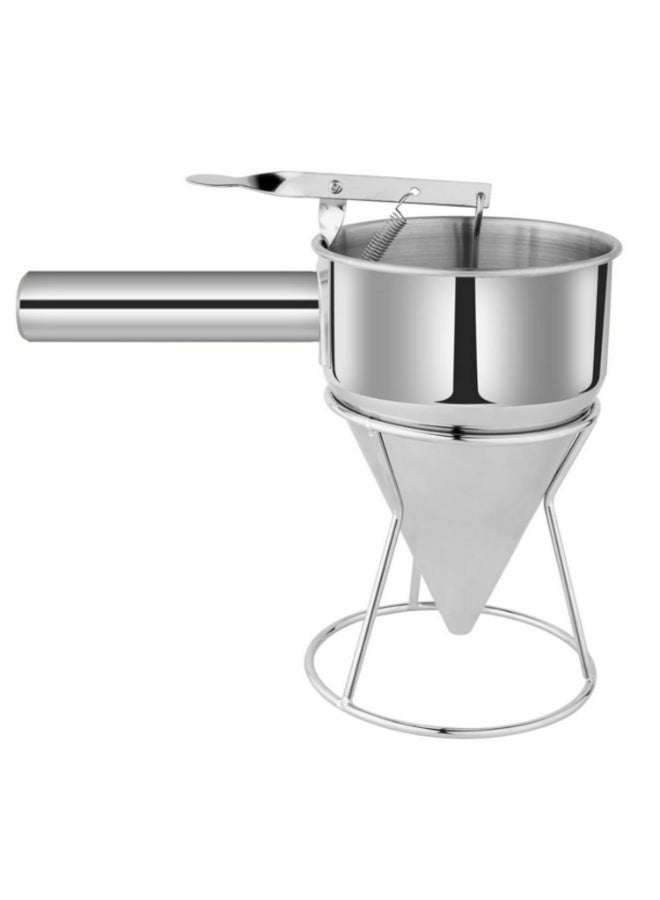 1200 ML Oil Bucket with Holder Stainless Steel Funnel Dispenser Cupcake Pancake Batter Octopus Ball Kitchen Baking Tool - Image 1