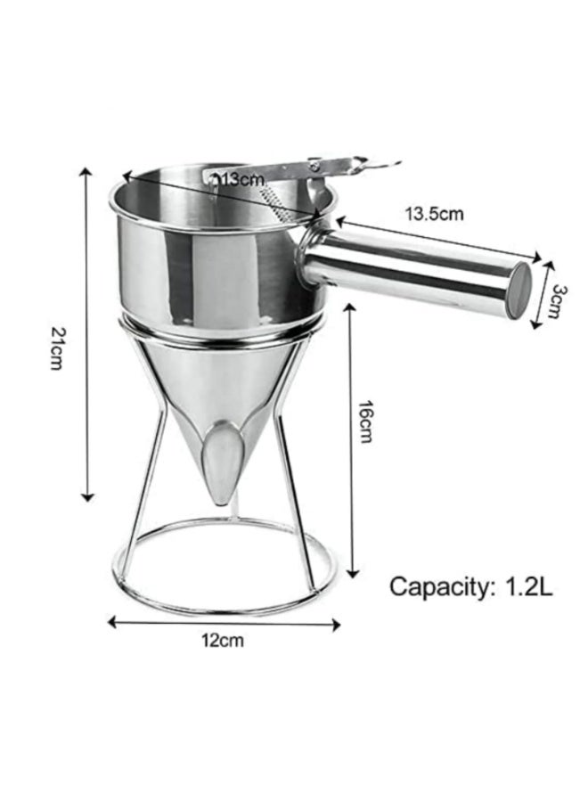 1200 ML Oil Bucket with Holder Stainless Steel Funnel Dispenser Cupcake Pancake Batter Octopus Ball Kitchen Baking Tool - Image 2