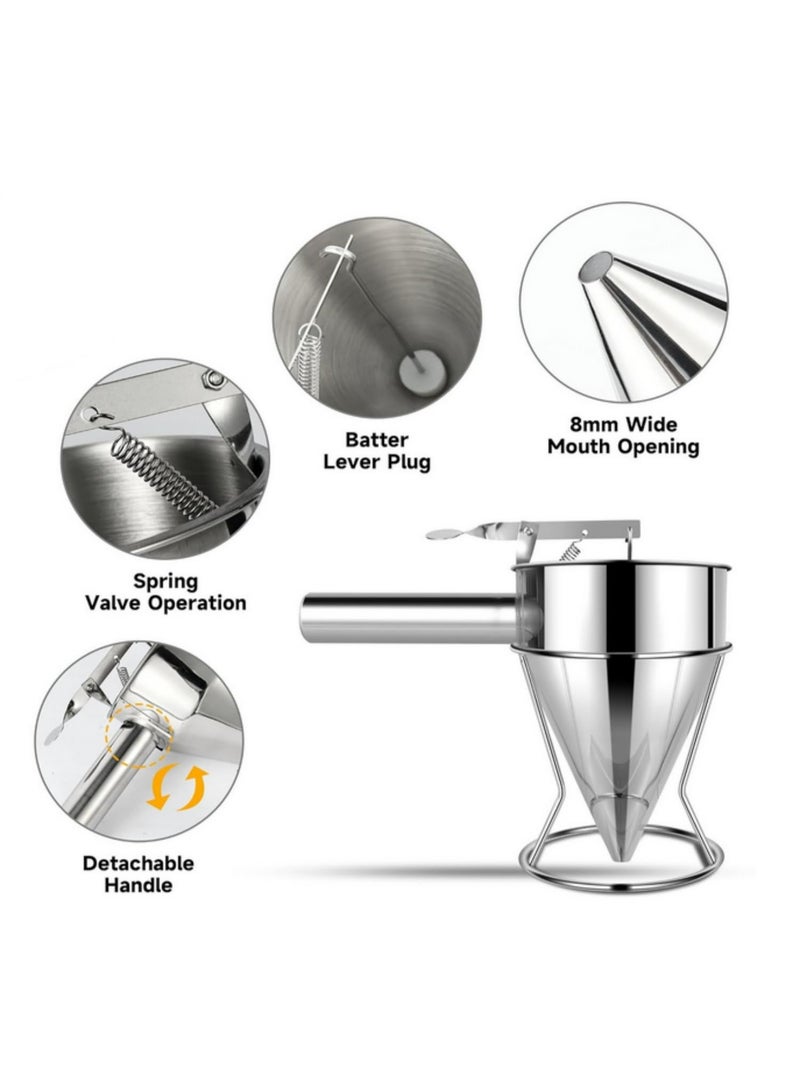 1200 ML Oil Bucket with Holder Stainless Steel Funnel Dispenser Cupcake Pancake Batter Octopus Ball Kitchen Baking Tool - Image 4