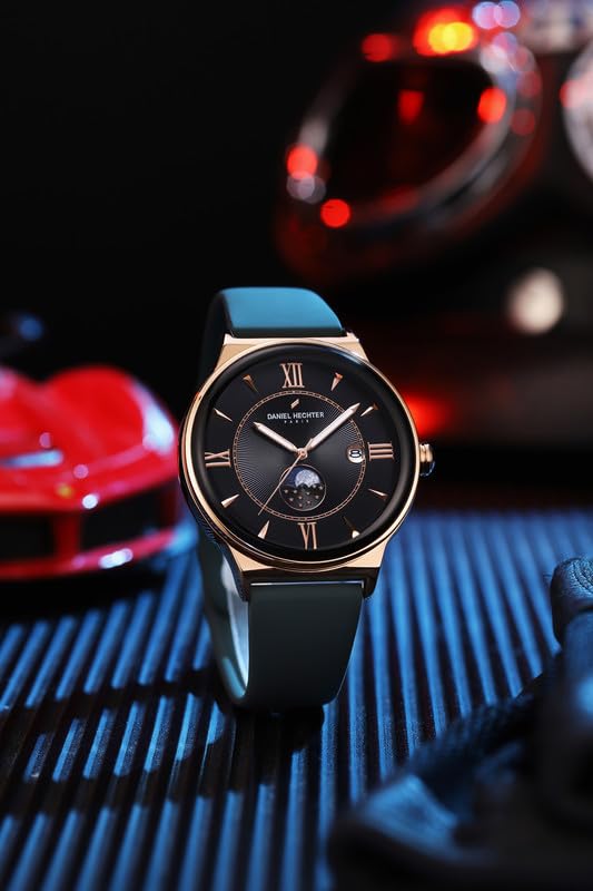 Daniel Hechter Paris Trocadero Collection Round Dial Watch for Men with Roman Indices, Stylish Silicone Strap, Water Resistant & Quartz Movement-DHM1012 - Image 3