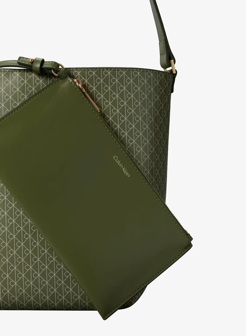 Calvin Klein OLIVINE AOP Allover Emblem Logo Bucket Bag for Women | Best Price UAE