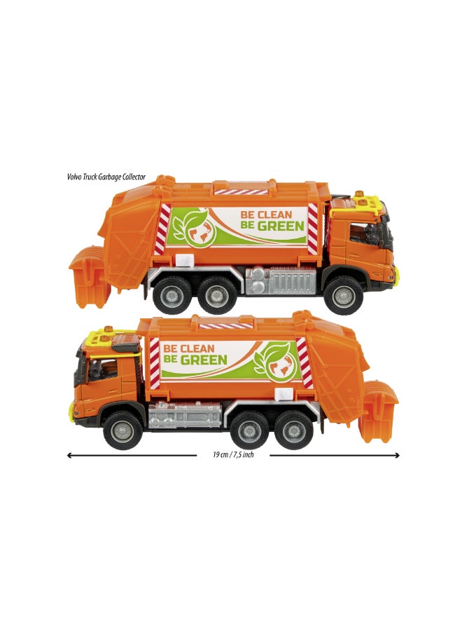 Majorette Volvo FMX Garbage Truck, 19 cm Officially Licensed Volvo Refuse Truck, Grand Series Diecast Toy with Metal Cab, Freewheel, Opening Top & Rear Door, Movable Container and Waste Bin, Ages 3+ - Image 3