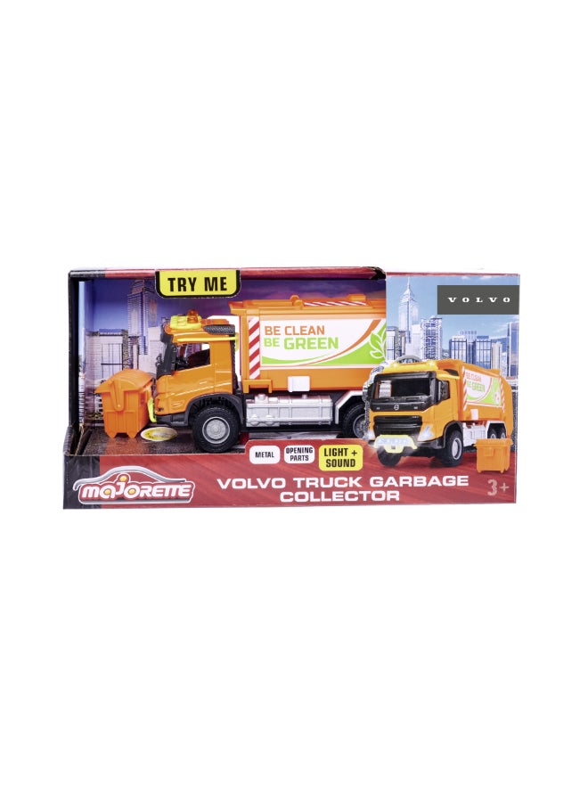 Majorette Volvo FMX Garbage Truck, 19 cm Officially Licensed Volvo Refuse Truck, Grand Series Diecast Toy with Metal Cab, Freewheel, Opening Top & Rear Door, Movable Container and Waste Bin, Ages 3+ - Image 5
