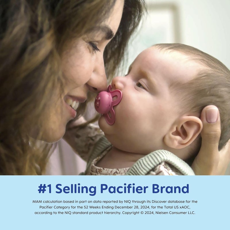 MAM مصاصات مام الأصلية مات للأطفال، مناسبة من 0-3 أشهر، حلمة سيليكون خالية من BPA، سهلة التنظيف، الأفضل للمواليد الجدد، تم تطويرها مع خبراء طبيين، عبوة تحتوي على 2 مصاصة مع علبة تعقيم - Image 2