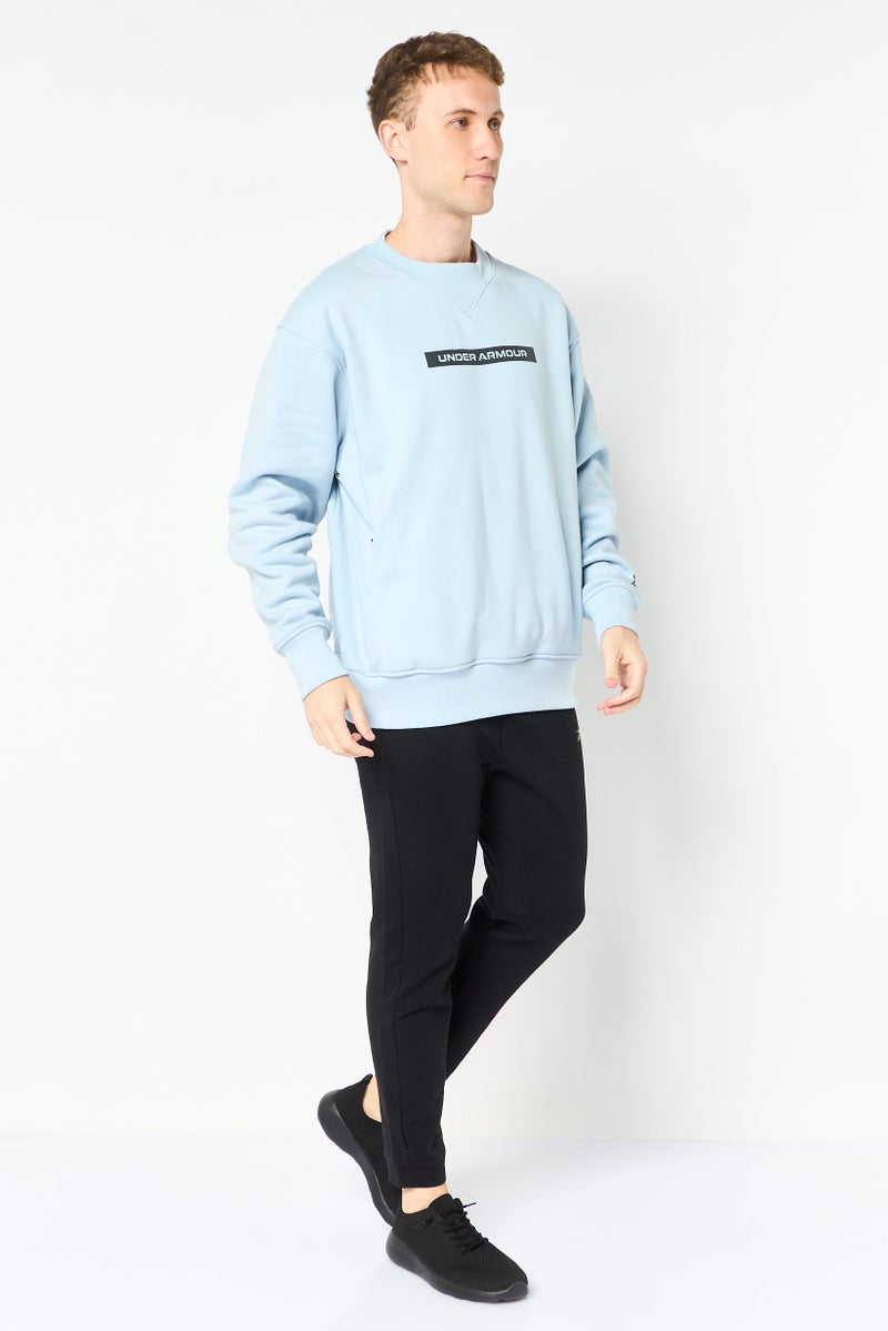 UNDER ARMOUR Men Loose Fit Long Sleeve Outdoor Sweatshirt, Light Blue - Image 3
