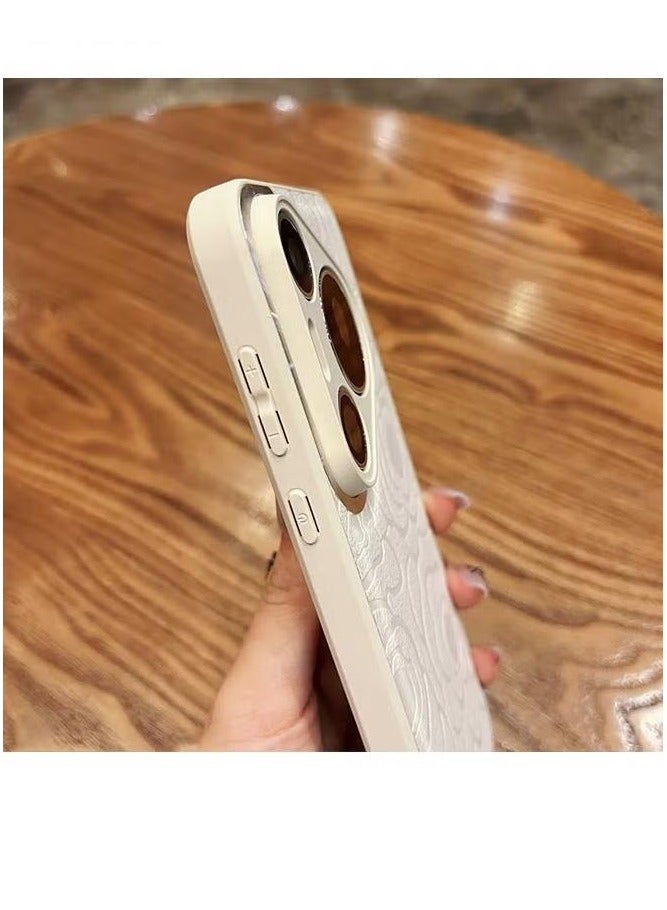 For Huawei Huawei Pura 70 Pro Phone Case - White Leather Phone Case - Camellia Print Phone Case - Stylish and Simple - Drop & Scratch Protection - Image 2