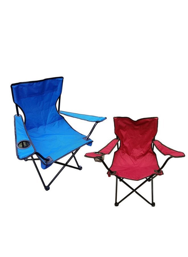 Home Smart Folding Comfortable Camping Chair, Standard Camping Chair for Outdoor Beach Parties, BBQs, Desert Camping and More Activities (1pc Blue, 1pc red) - Image 1