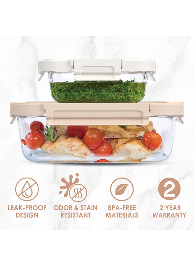 Bentgo Pack Of 2 Food Storage Glass Leak-Proof 1.6-Cup + 6.3-Cup - White Stone  - Image 2