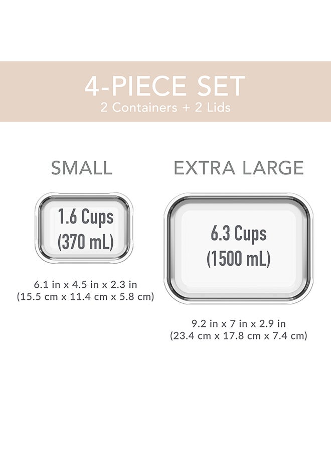 Bentgo Pack Of 2 Food Storage Glass Leak-Proof 1.6-Cup + 6.3-Cup - White Stone  - Image 4