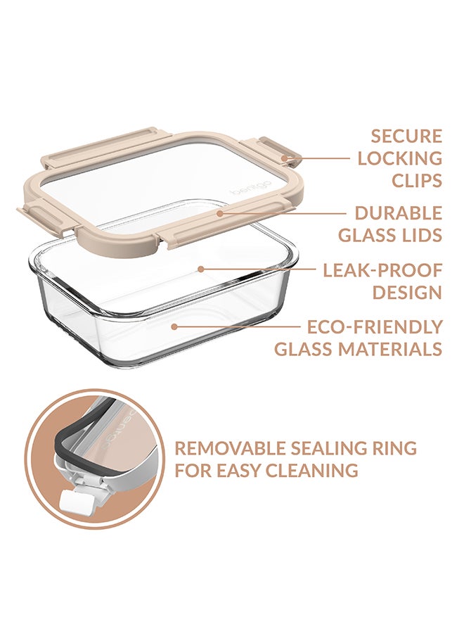 Bentgo Pack Of 2 Food Storage Glass Leak-Proof 1.6-Cup + 6.3-Cup - White Stone  - Image 3