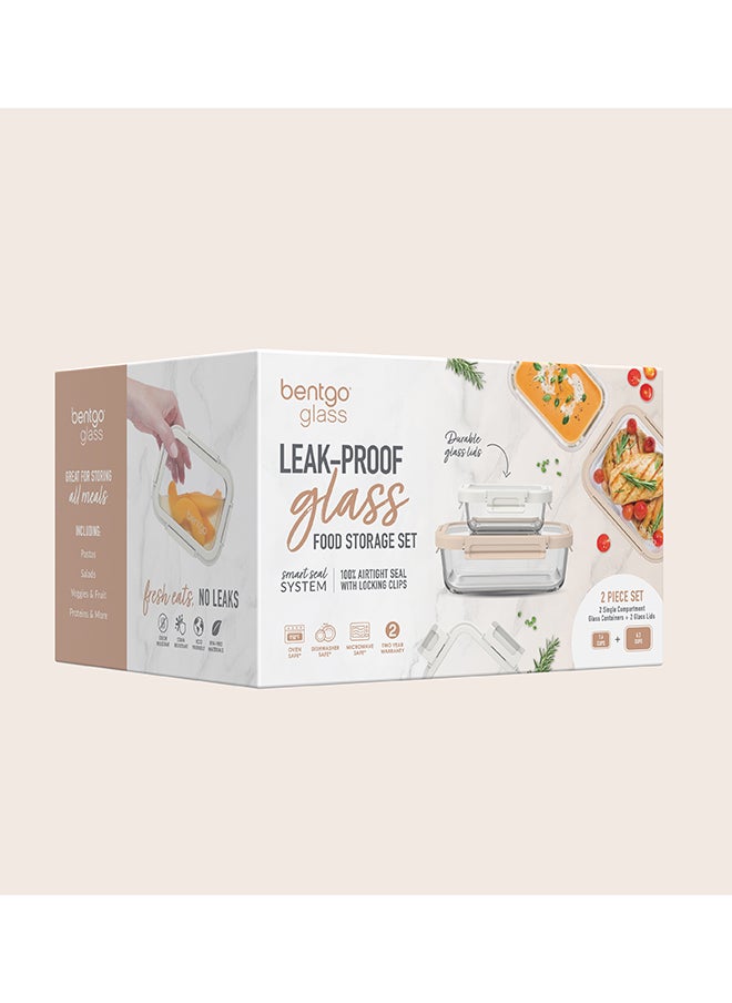 Bentgo Pack Of 2 Food Storage Glass Leak-Proof 1.6-Cup + 6.3-Cup - White Stone  - Image 5