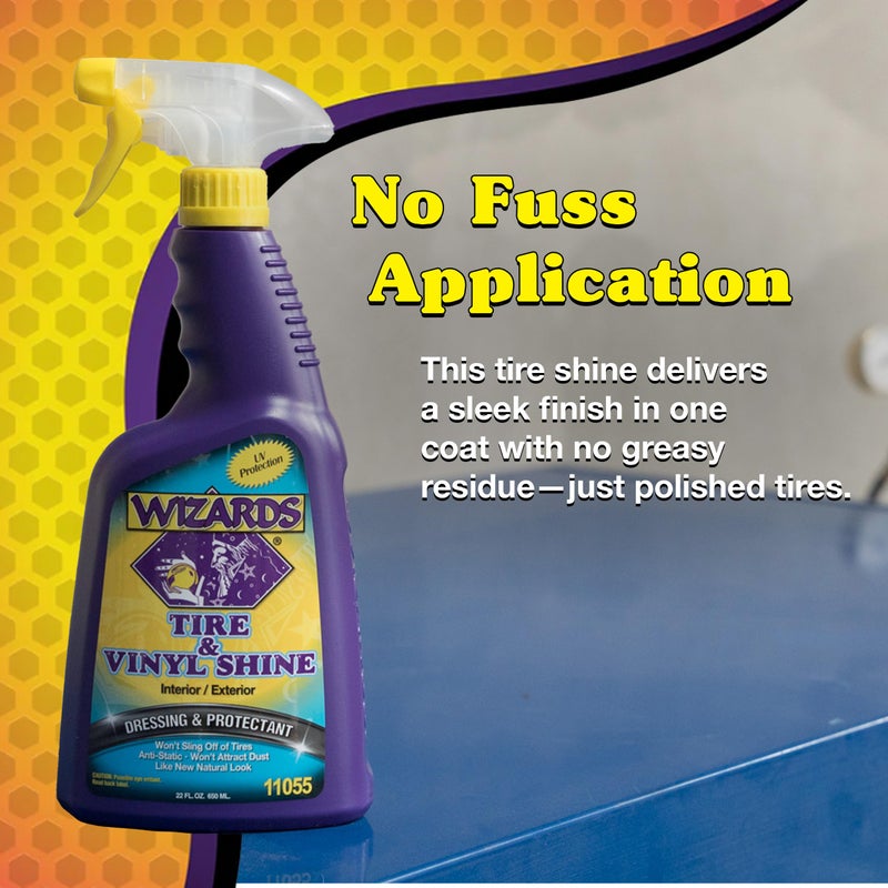 Wizards Tire and Wheel Vinyl Shine - Professional Detailing Spray - Dresses & Protects Tires, Trim, and Wheels - UV Protectant for Rubber, Vinyl, and Matte Surfaces - Automotive Care Spray - 22 oz - Image 5
