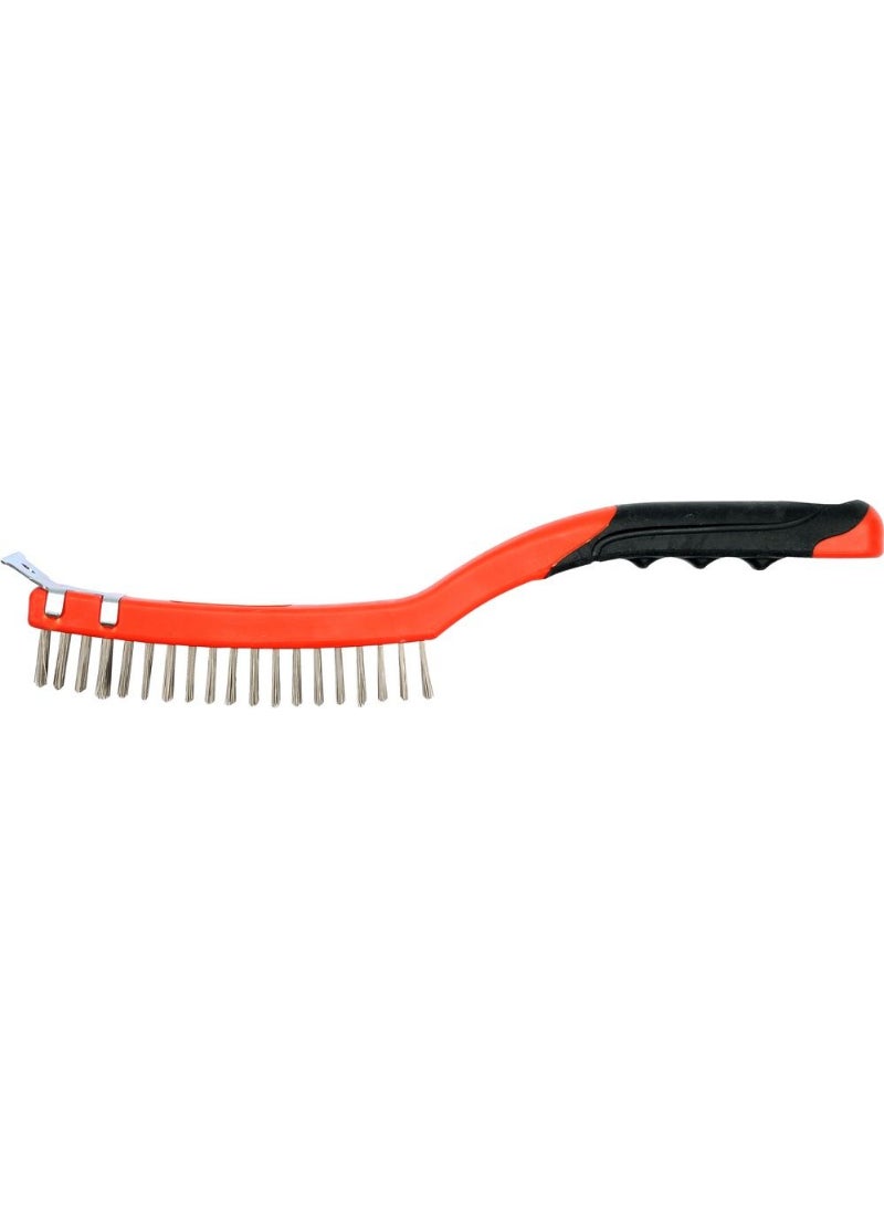 YATO Wire Brush SS With Plastic Handle 3X19 Rows With Scraper YT-6336