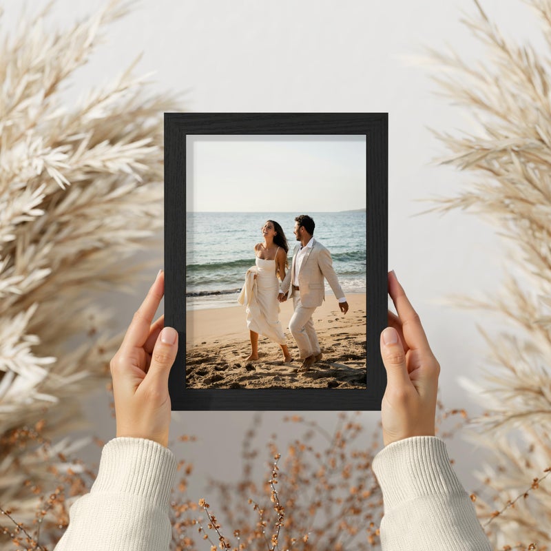 Vittanly 5x7 Picture Frame Set of 3, Display Pictures 4x6 with Mat or 5x7 without Mat for Wall Mounting or Tabletop, Picture Frames for Wall Decor, Engineered Wood, Black - Image 2
