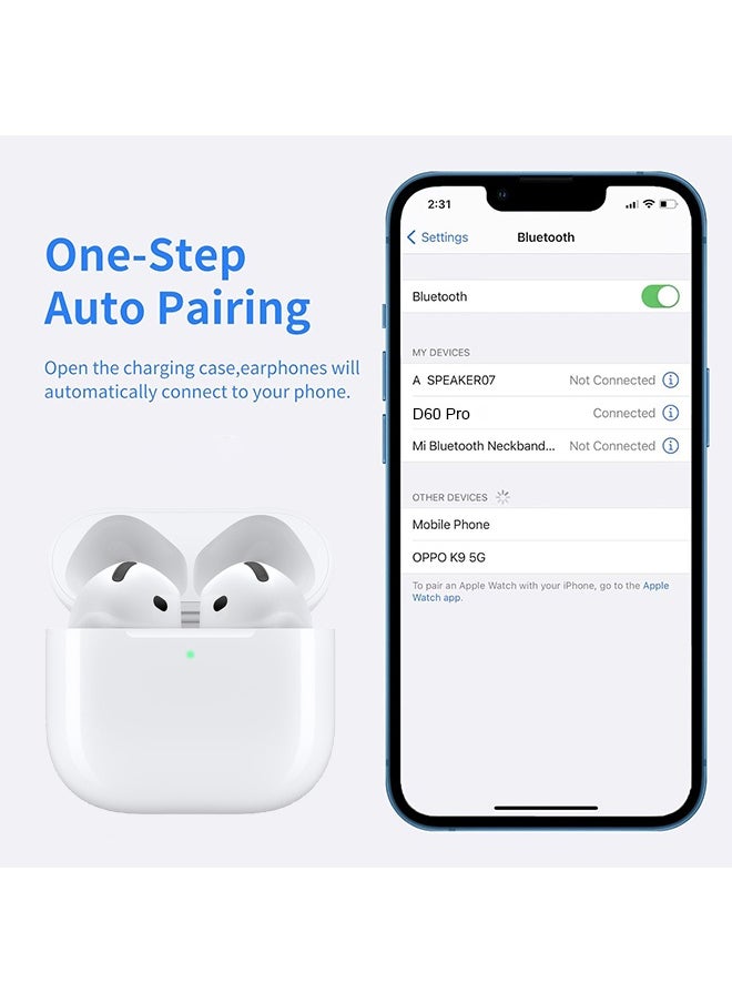 Wireless Earbuds, Air|Pods (4rd generation), Bluetooth Headphones, Immersive Sound, Personalized Spatial Audio, USB-C Charging Case, Wireless Charging, White