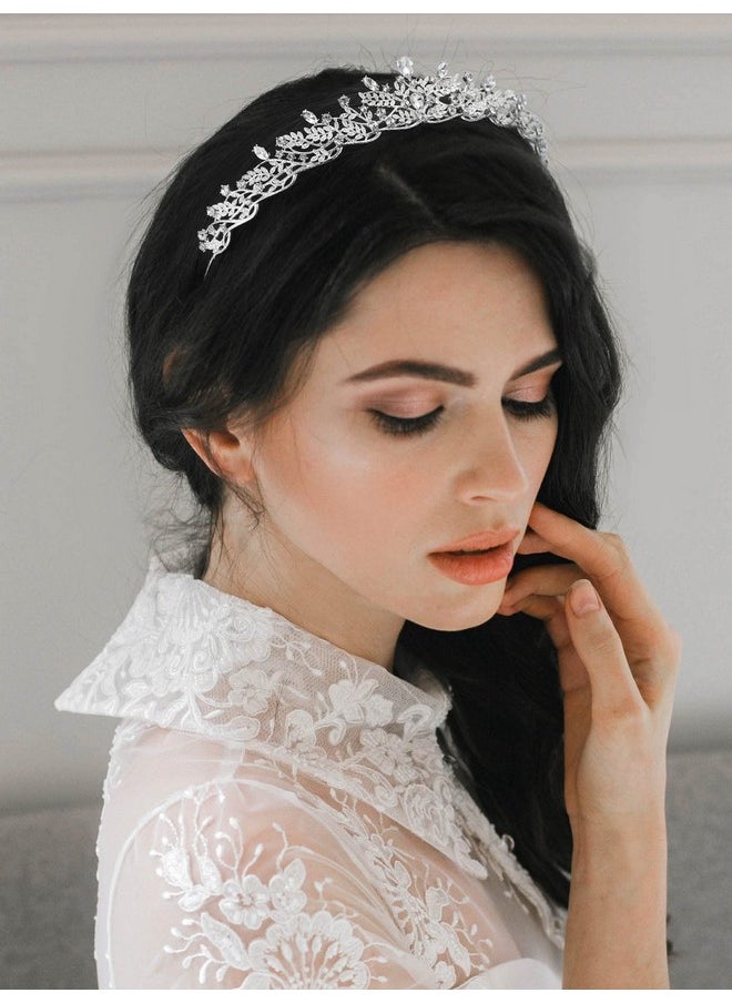 SWEETV SWEETV Silver Tiara Crown for Women,Princess Tiaras for Girls,Crystal Retro Hair Accessories for Wedding Birthday Prom Pageant Quinceanera  - Image 3