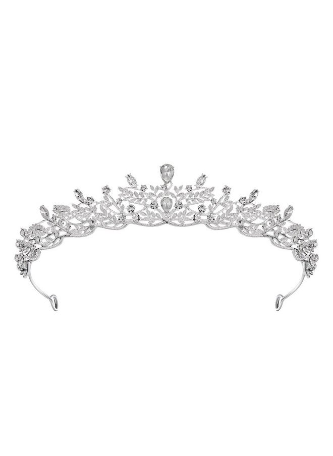 SWEETV SWEETV Silver Tiara Crown for Women,Princess Tiaras for Girls,Crystal Retro Hair Accessories for Wedding Birthday Prom Pageant Quinceanera  - Image 1