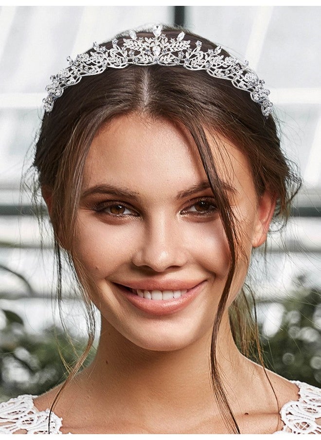 SWEETV SWEETV Silver Tiara Crown for Women,Princess Tiaras for Girls,Crystal Retro Hair Accessories for Wedding Birthday Prom Pageant Quinceanera  - Image 2