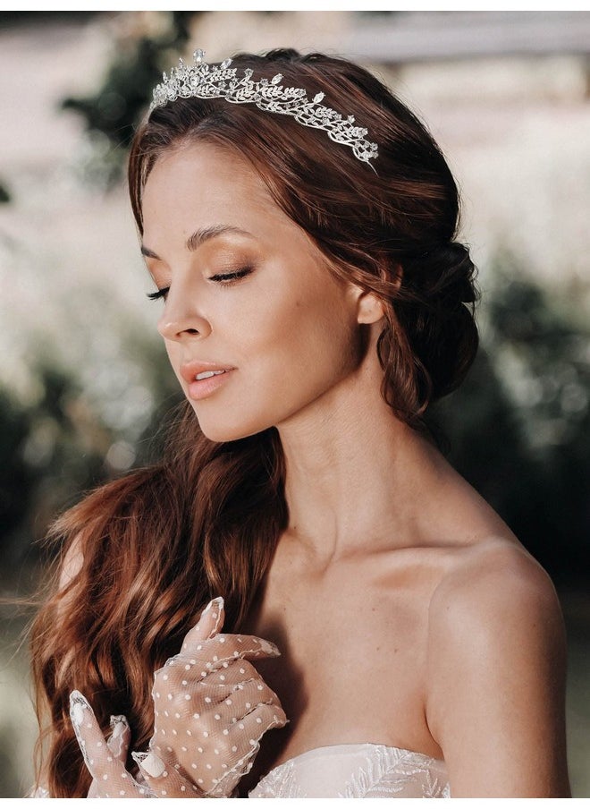 SWEETV SWEETV Silver Tiara Crown for Women,Princess Tiaras for Girls,Crystal Retro Hair Accessories for Wedding Birthday Prom Pageant Quinceanera  - Image 4