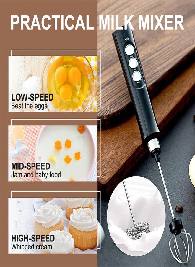 atolla Milk Frother Handheld, atolla USB Rechargeable Electric Foam Maker with 3 Heads, 3 Adjustable Speeds Mini Milk Foamer for Latte, Cappuccino, Coffee, Hot Chocolate, Matcha - Image 2