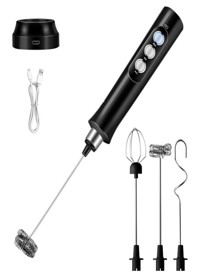 atolla Milk Frother Handheld, atolla USB Rechargeable Electric Foam Maker with 3 Heads, 3 Adjustable Speeds Mini Milk Foamer for Latte, Cappuccino, Coffee, Hot Chocolate, Matcha - Image 1