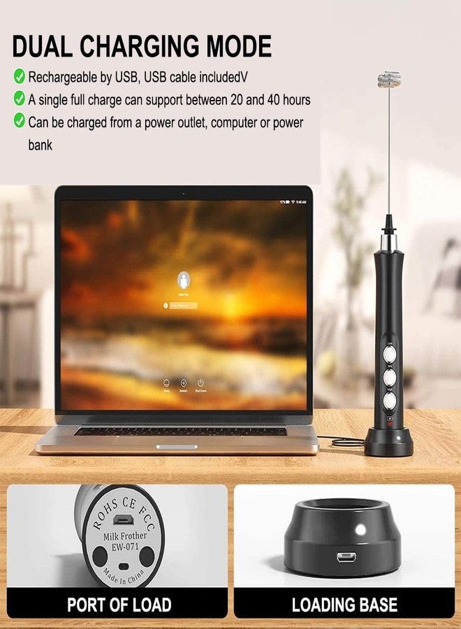 atolla Milk Frother Handheld, atolla USB Rechargeable Electric Foam Maker with 3 Heads, 3 Adjustable Speeds Mini Milk Foamer for Latte, Cappuccino, Coffee, Hot Chocolate, Matcha - Image 5