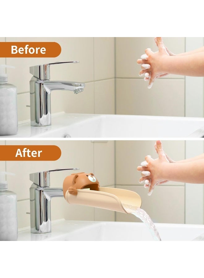 SKYROKU موسع صنبور سكاي روكو للأطفال، موسعات الحوض مع حساس درجة الحرارة لغسل اليدين للأطفال، مناسب لحوض الحمام، المطبخ، حوض الاستحمام (بني) - Image 4