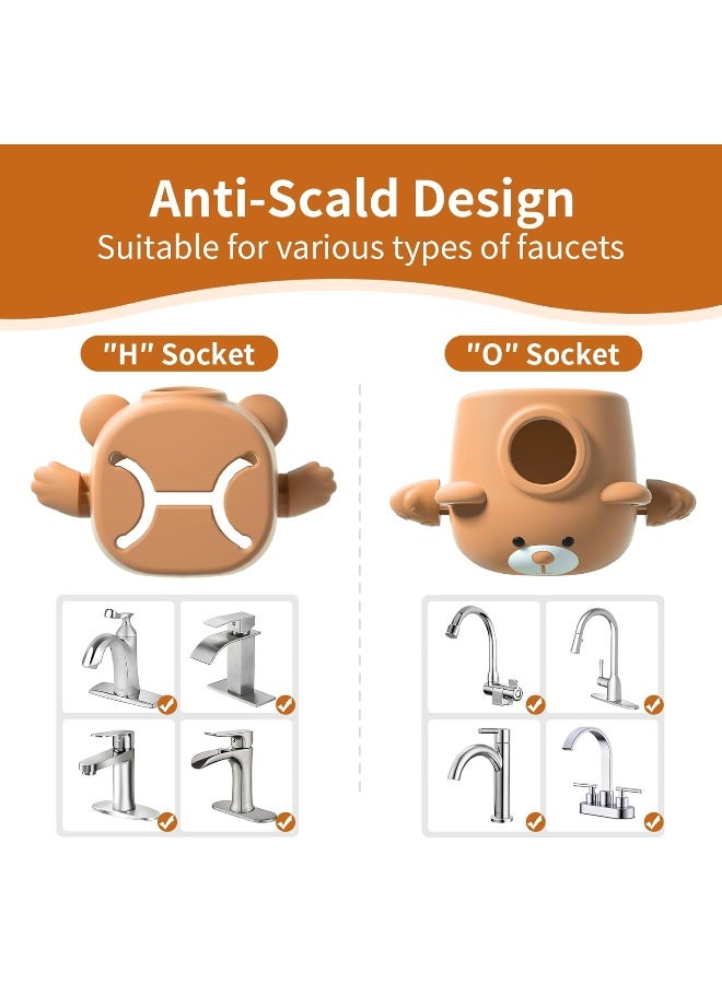 SKYROKU موسع صنبور سكاي روكو للأطفال، موسعات الحوض مع حساس درجة الحرارة لغسل اليدين للأطفال، مناسب لحوض الحمام، المطبخ، حوض الاستحمام (بني) - Image 5