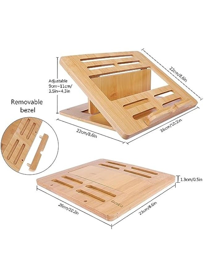 Bamboo Fodable Laptop Notebook Riser Stand Desktop Adjustable with 4 Angles Notebook Mount Holder, Folding Laptop Cooler Stand for Macbook,Tablet,Kindle  - Image 3