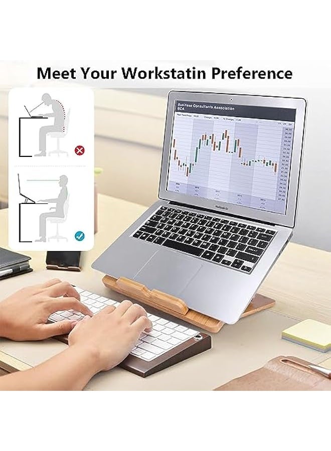 Bamboo Fodable Laptop Notebook Riser Stand Desktop Adjustable with 4 Angles Notebook Mount Holder, Folding Laptop Cooler Stand for Macbook,Tablet,Kindle  - Image 5