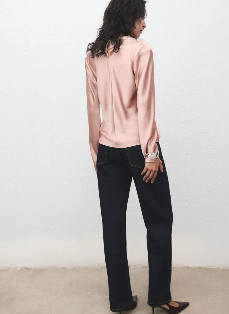 مانجو Satin blouse with draped neck