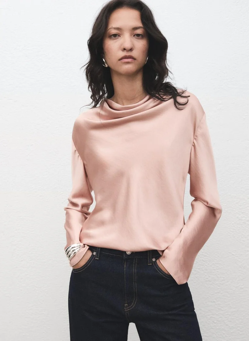 مانجو Satin blouse with draped neck