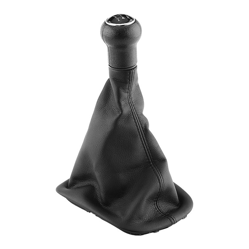 5 Speed Gear Shift Knob Gaiter Boot - Chromed Edge With Black Cap High Quality Plastic Gear Knob With Synthetic Leather Gaiter for Direct Fit Installation - Image 1