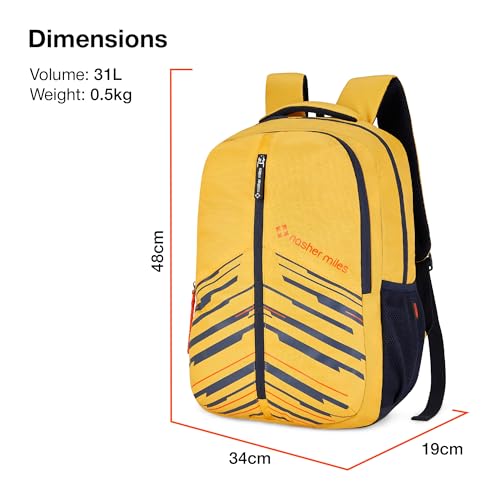Nasher Miles Geography 3 Compartment Laptop Backpack 31 Liters Polyester with Raincover| Front Organiser Ideal for College, School Bags for Boys & Girls (Yellow) - Image 5