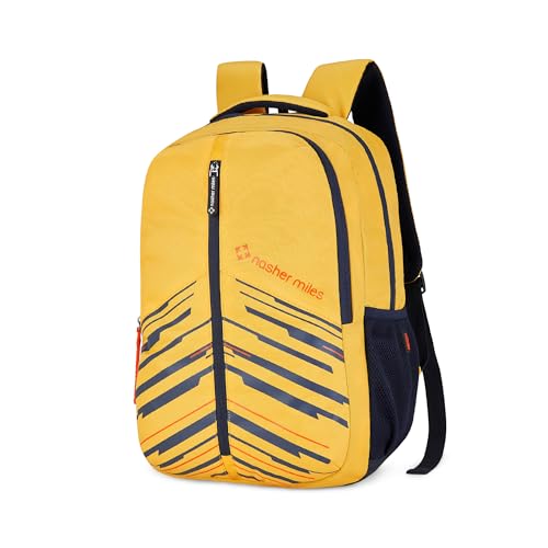Nasher Miles Geography 3 Compartment Laptop Backpack 31 Liters Polyester with Raincover| Front Organiser Ideal for College, School Bags for Boys & Girls (Yellow) - Image 1