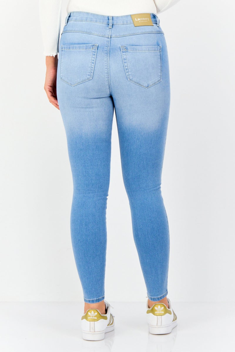 VERO MODA I,Scenery By Vero Moda Women Skinny Fit Solid Stretchable Jeans Pants, Blue - Image 3
