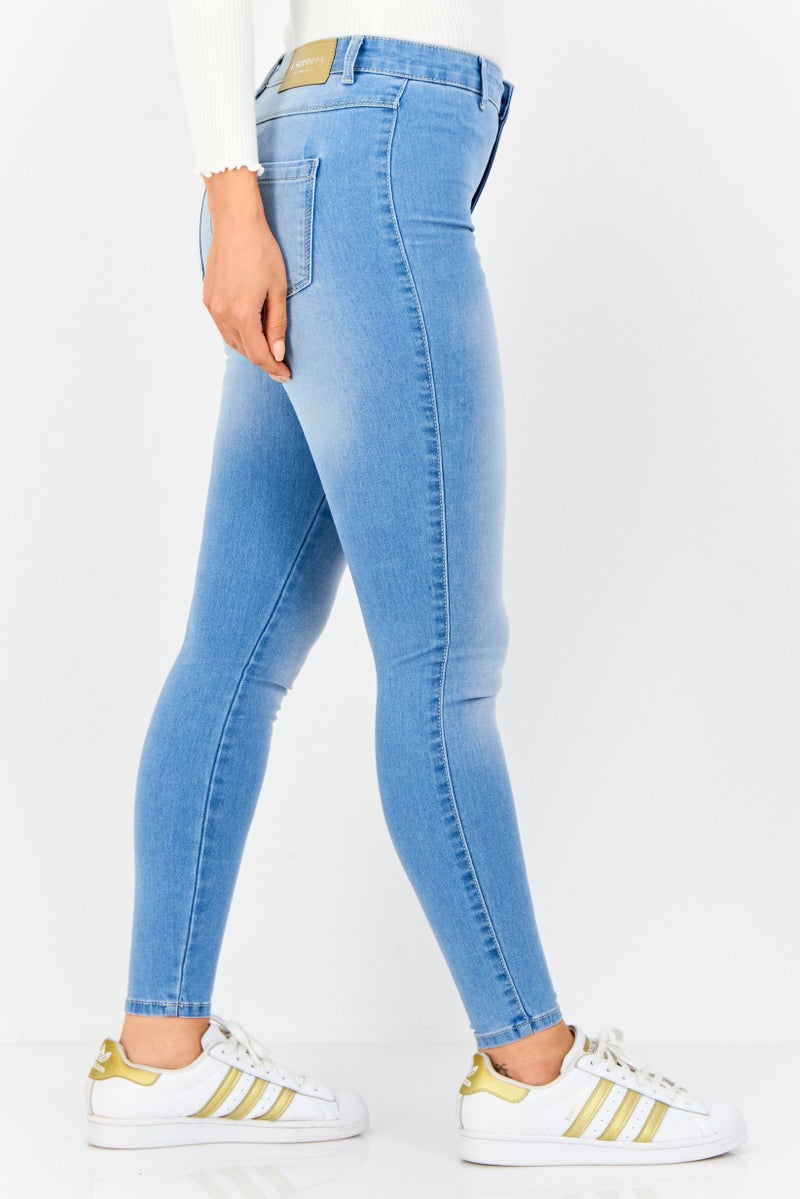 VERO MODA I,Scenery By Vero Moda Women Skinny Fit Solid Stretchable Jeans Pants, Blue - Image 4